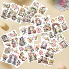 Garden Birds Rub on Transfer for Crafts: 16 Pcs Secret Garden Flower Rub on Tran