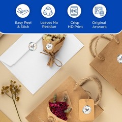 StickerJet Thank You Stickers, Roll of 500 Self-Adhesive for Packaging, Gifts