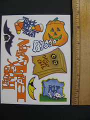 Unbranded HALLOWEEN Stickers Trick or Treat Bat RIP Jack o Lantern 1 Sheet No Pk