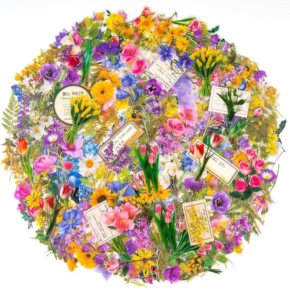 320Pcs Flower Stickers, Cute Vintage Floral Sticker for Kids, Clear Wildflower S