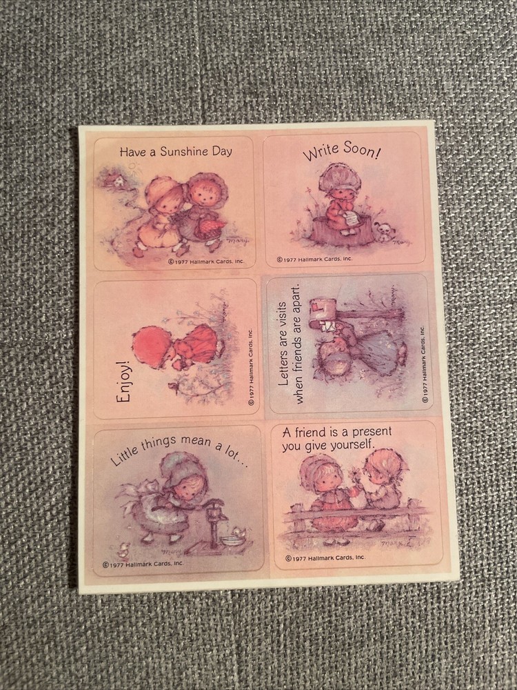 Vintage Sticker Sheet Mary Hamilton Cute Kids, Friendship 1977