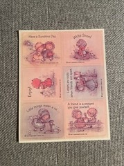 Vintage Sticker Sheet Mary Hamilton Cute Kids, Friendship 1977