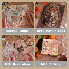 200 Pcs Deco Papers for Scrapbooking, 3.9*5.5In Vintage Decoupage Paper Junk Jou