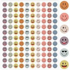 7200Pcs Boho Happy Face Stickers Round Mini Incentive Decals for Students, T…