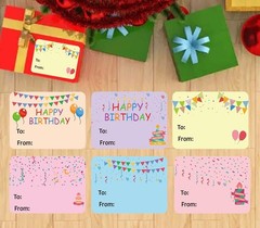 300 Pcs Happy Birthday Gift Tags Name Tags Stickers 1.5 x 2 Inch – Rectangle Hap