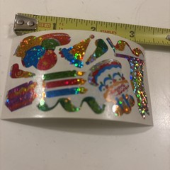 Vtg 1980s stickers Hambly Studios Mylar Foil Shiny Birthday Stickers Set 6 (a21