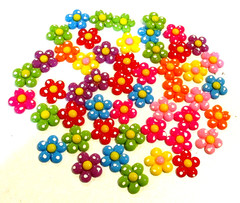 Lot of 50 Multicolor Flower Flatbacks For Crafting – NEW (#12)