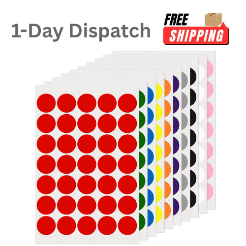 FINDAT 350 Pcs 1″ Vinyl Dot Stickers 10 Colors