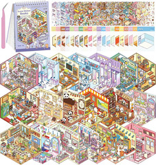 DIY 3D House Stickers, 20 Sets Fun DIY Stickers Scene Make Your Own Mini House C