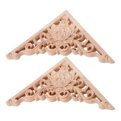 2Pcs Unpainted Wooden Carving Applique for Home Decor and Furniture Onlay