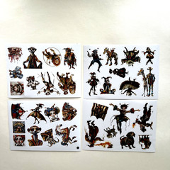 Fantasy Circus Stickers 4 Sheets Vintage Style Junk Journal Collage