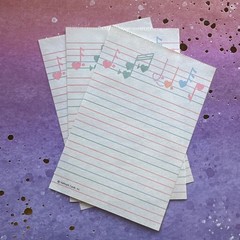 Vintage 80s 90s Hallmark Cards Inc. Music Note Stationary Paper Three Sheets Lot