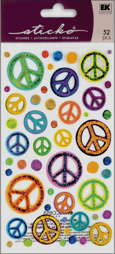 PEACE SIGN Signs Purple Pink Yellow Blue Green Orange Drawn Sandylion stickers