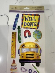 Miss Elizbeth’s 2-Sided Value School Day Stickers Crayons Bus Globe Scrapbooking