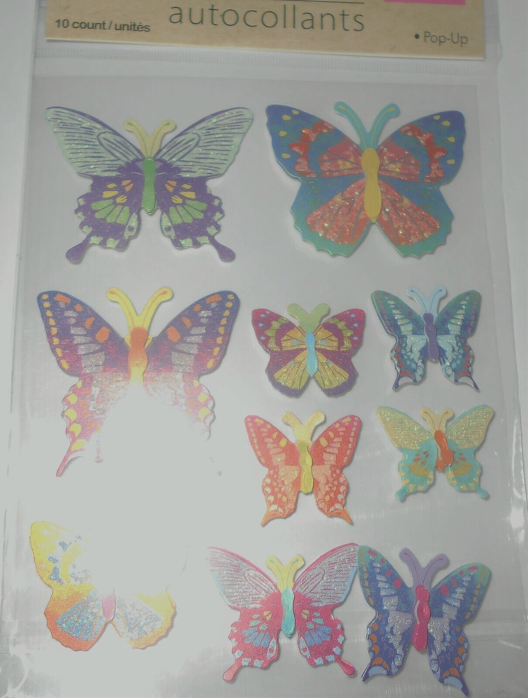 BUTTERFLIES Butterfly Bright Blue Green Orange Yellow Crafter’s Square Stickers