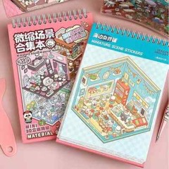 Miniature 3D Scene Stickers Scrapbook, 32 Unique Themes 1.0+2.0 for Best Gift