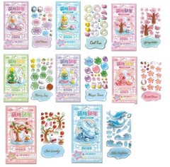 3D Embossed Sticker Toy Set (8 Designs Set) Christmas, Creative, Mini Model, DIY