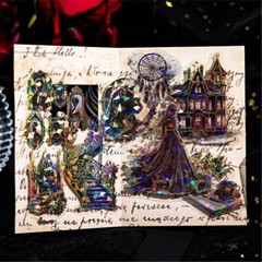 20Pcs Magic Holographic PET Stickers Witch Lady Junk Journal Decorative Sticker