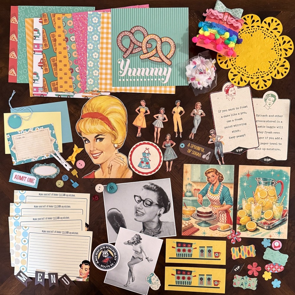 60+ Pc. Lot Junk Journal Ephemera Embellishments Recipes Baking Retro 1950’s