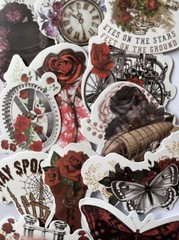 VICTORIAN ASSORTMENT Stickers(6pc)Steampunk•Skull •Roses•Clock•Flowers•Gears•