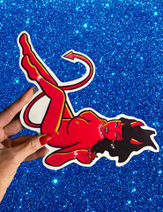 10″ JUMBO Size She Devil Pinup Girl Nude Sticker Decal