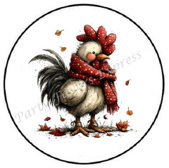 ADORABLE FALL ROOSTER WITH SCARF ENVELOPE SEALS LABELS STICKERS PARTY FAVORS