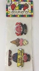 PARTY,PARTY,PARTY Puffy Stickers (3pc)Provo•Happy Birthday•Ice Cream•Clown•Gift