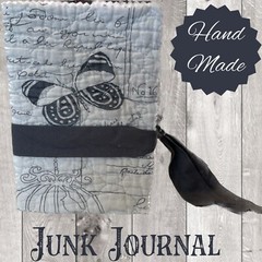 Junk Journal Butterfly Bird Grey Ivory Keepsake Diary Book Interactive NEW