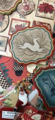 100 CHRISTMAS CRAFT LOT BUTTONS FIBERS PUNCHIES EPHEMERA GEMS FOILS 10 EA OF 10