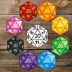 D20 Dice Stickers – Multicolor DnD Vinyl Set for RPG Fans & Dungeon Masters