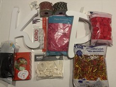 Crafting Lot (11 Items) All New Mixed Materials (wooden letters,pompoms,ribbon )