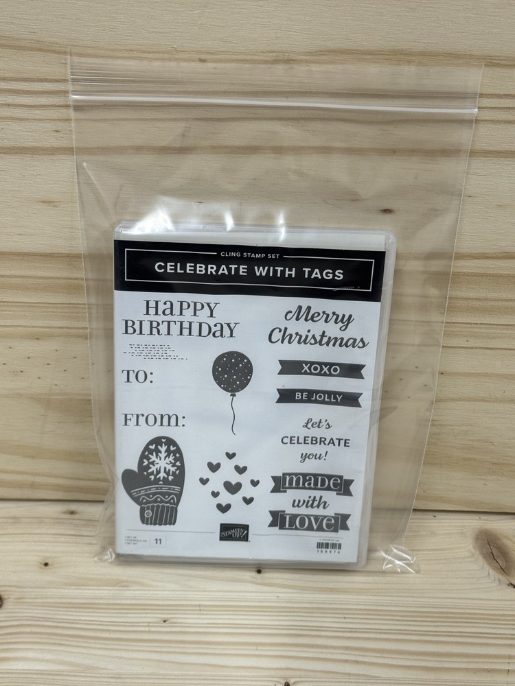 Stampin’ Up! Celebrate With Tags Cling Stamp Set – Happy Birthday Christmas Love