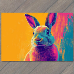 STICKER Bunny Rabbit Easter Color Explosion Whimsical Bright Pop Art Neon Fun