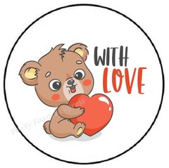 WITH LOVE BEAR HEART VALENTINES DAY ENVELOPE SEALS LABELS STICKERS PARTY FAVORS