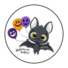 30 HALLOWEEN ENVELOPE SEALS LABELS STICKERS 1.5″ ROUND BAT BALLOONS CUTE