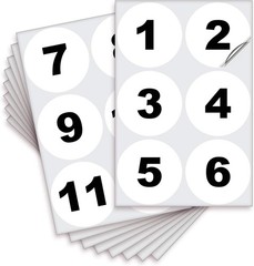 White Consecutive Number Stickers – 1 to 50, 3-inch, 1 set – Vinyl Self Adhes…