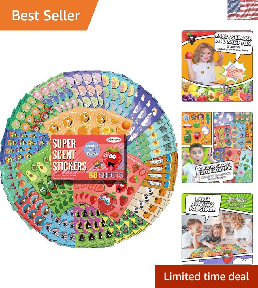Delightful Scented Stickers for Kids – 68 Sheets, Perfect Gift for Little Ones