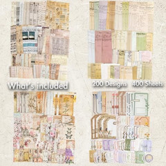 400 Pcs Vintage Journaling Supplies Scrapbook Paper for Junk Journals Planner