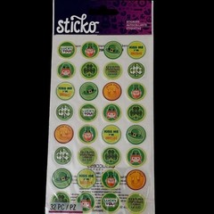 Sticko Stickers ST PAT’S KISS SEALS Irish St. Patrick’s Day 32 Pc Scrapbooking