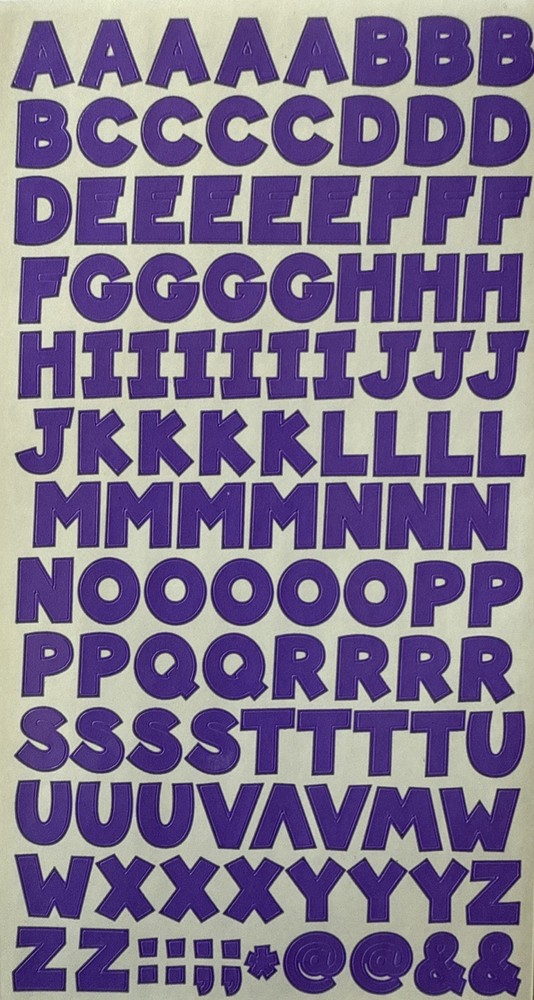 PURPLE 7/16” CHUNKY ALPHABET Stickers(2 sheets)Making Memories•Letters •Number•