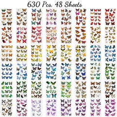 Butterfly Stickers(635 Pcs, 48 Sheets), Flower Stickers for Scrapbooking, Journa