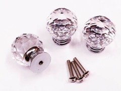 CraftbuddyUS One 30mm Sphere Door Knobs Crystal Clear + screw, drawer cabinet