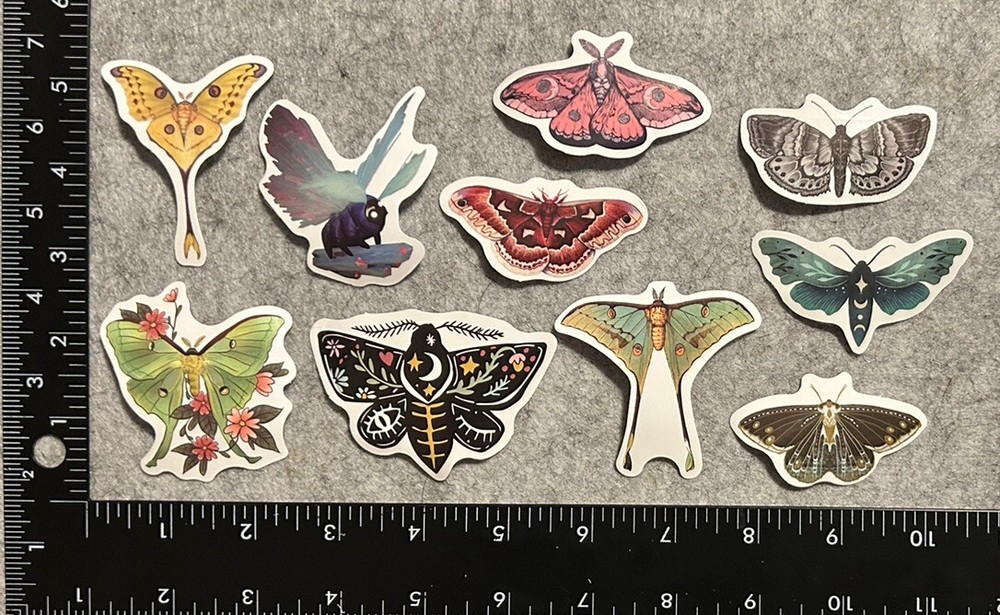 Lot of 10 Assorted Nature Moth Butterfly Butterflies Stickers