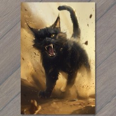 STICKER Black Cat Angry Weird Creepy Pet Unusual Cute Scary Strange Fun Fangs