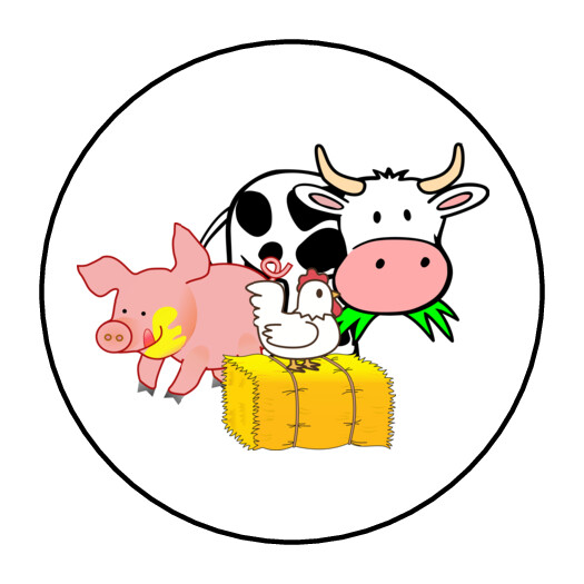 farm animals stickers, labels, tags, envelope seals barn yard birthday party