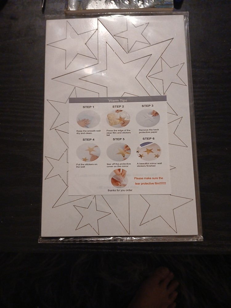 Star Pattern Adhesive Stickers Mirrors Design Three Sheets Included. Decorative