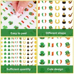 2400 Pcs St. Patrick’s Day Mini Stickers Shamrock Lucky Clover Pot of Gold Self-