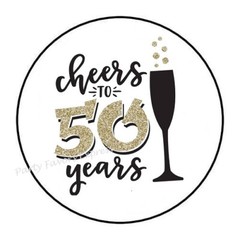 30 CHEERS TO 50 YEARS ENVELOPE SEALS LABELS STICKERS PARTY FAVORS 1.5″ ROUND