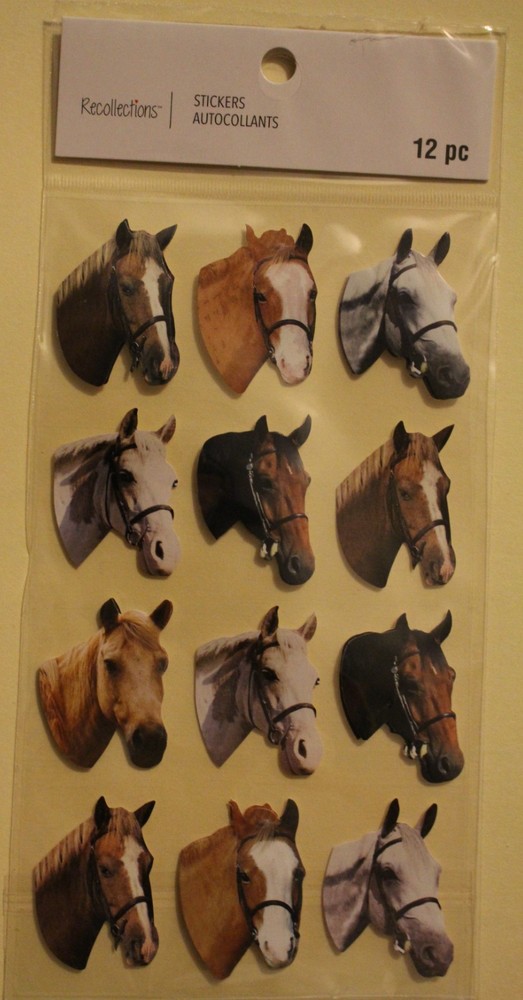 New Recollections scrapbook stickers HORSE heads brown white halter lead