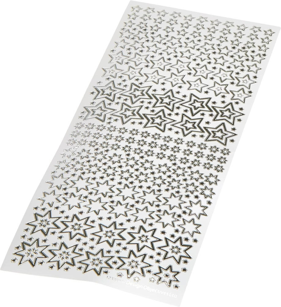 Anitas Outline Stickers, Sparkling Stars, Silver on White, for Scrapbooking, Car